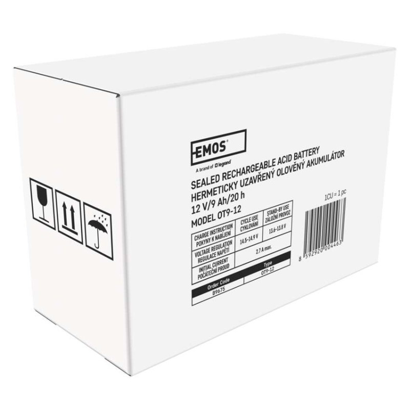 Bezúdržbový olovený akumulátor 12 V/9 Ah, faston 6,3 mm 8