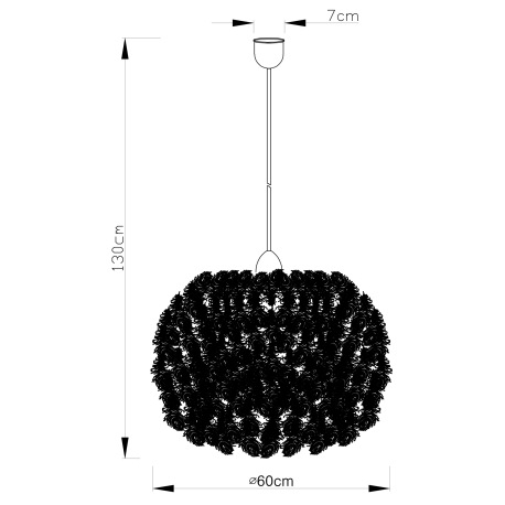 Závesné svietidlo, plast biely, textil biely, tienidlo s bielym perím, vrátane zavesenia, ø600 V:130 2