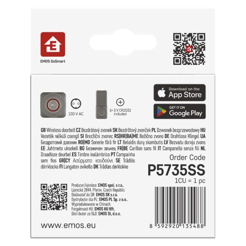 GoSmart Domový bezdrôtový zvonček P5735SS do zásuvky s WiFi 7