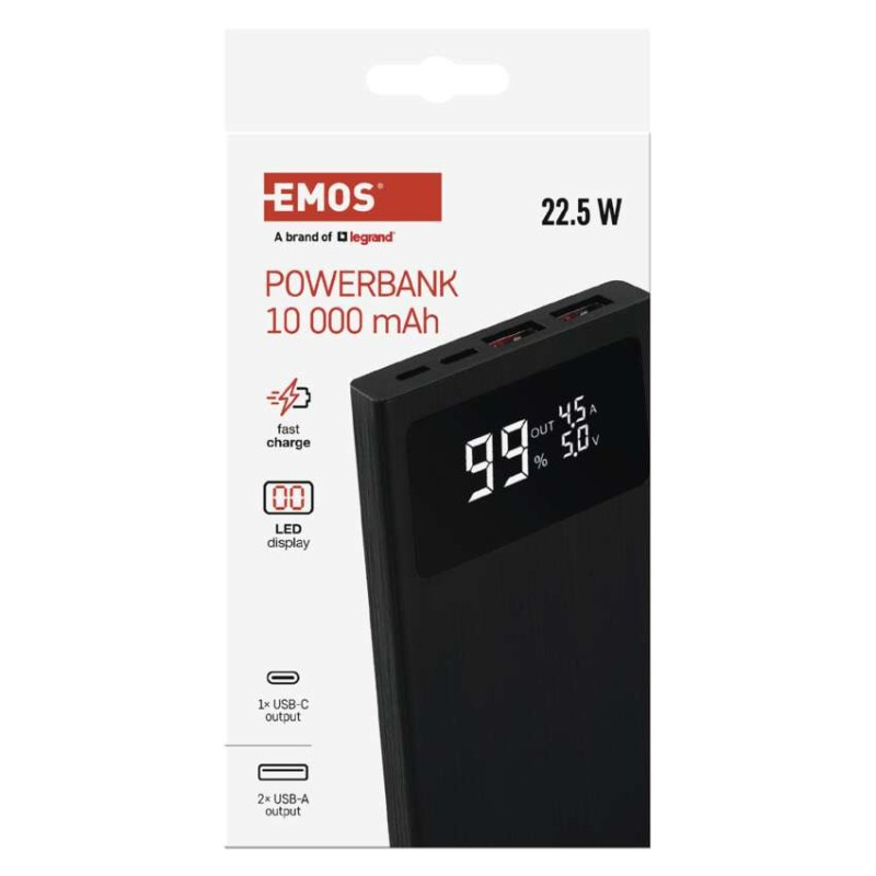 Power bank EMOS BetaQ 10, 10 000 mAh, 22,5 W, čierny 10