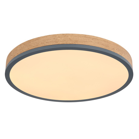 Stropné svietidlo, kov grafit, MDF vzhľad dreva, plast biely, ø: 450mm, V:85mm, vrátane LED 24W 230V