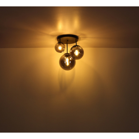 Závesné svietidlo, kov čierny, dymové sklo, čierny PVC kábel, ø: 300mm, V:1200mm, bez žiarovky 1x E2 11