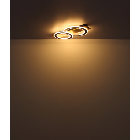 Stropné svietidlo, tmavý plast s imitáciou dreva, matný čierny kov, akryl biely, DxŠxV: 730x350x70mm 5