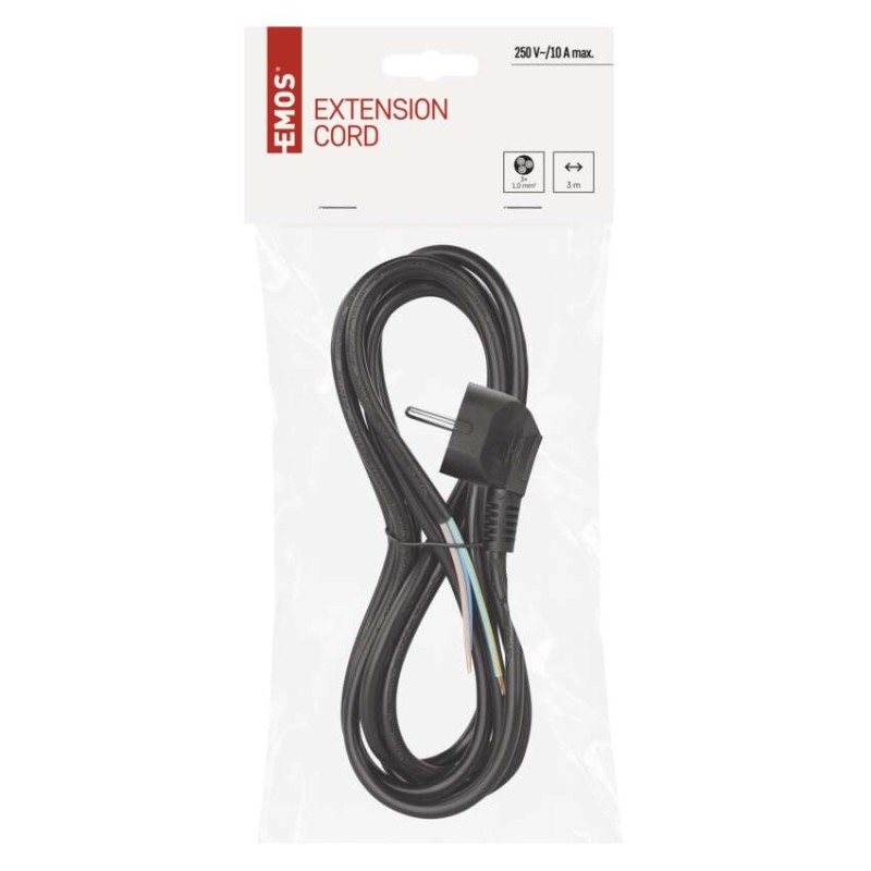 Flexo šnúra PVC 3× 1,0mm2, 3m, čierna 1