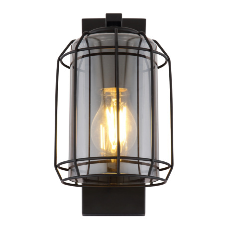 Nástenné svietidlo, kov čierny, dymové sklo, svieti smerom dole, ŠxV:130x250, H:165, bez žiarovky 1x 12