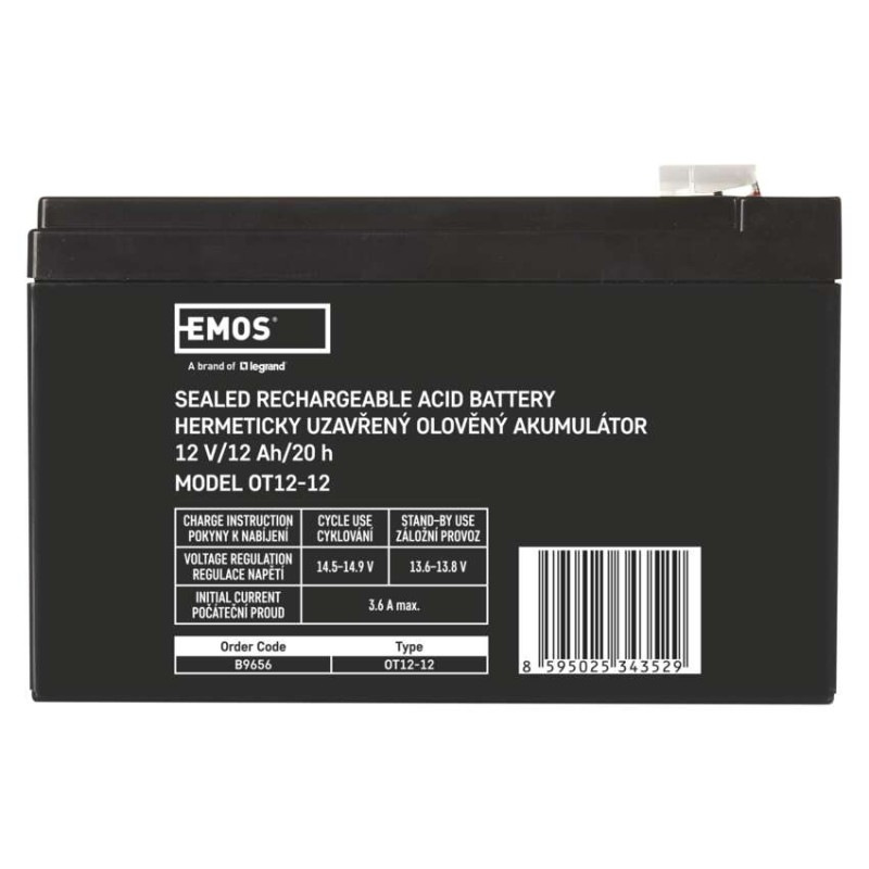 Bezúdržbový olovený akumulátor 12 V/12 Ah, faston 6,3 mm