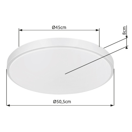 Stropné svietidlo, kov biely, plast strieborný, akryl biely, pamäťová funkcia, nočné svetlo, stmieva 10