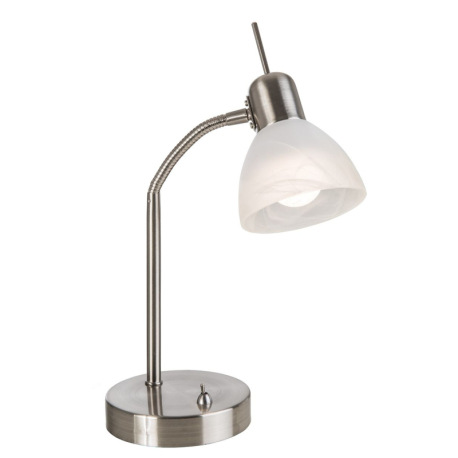 Stolná lampa, kov nikel matný, flexo, DxV: 200x300mm, vrátane žiarovky 1xE14 LED 5W 230V, výstup 430