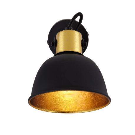 Nástenné svietidlo, kov čierny, kov čierny zlatý, vypínač, ŠxV:130x140, AL:160, bez žiarovky 1xE14, 3