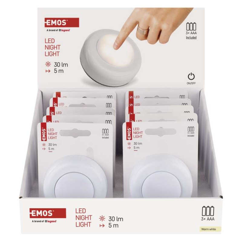 LED nočné svetlo P4722 na 3× AAA, 10 ks, display box