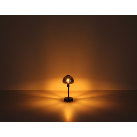 Stolové svietidlo, kov čierny, sklo dymovej farby, kábel PVC čierny, dotykové zapínanie/vypínanie, ø 10