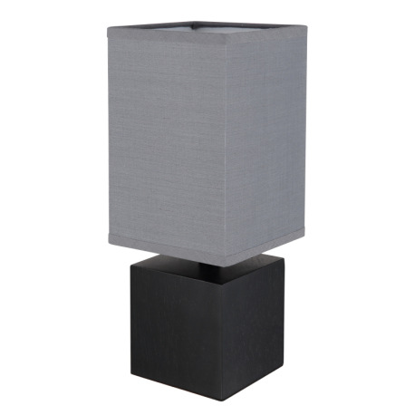 Stolná lampa drevo čierne, textil antracit, kábel PVC čierny, kolískový vypínač na kábli, DxŠxV: 120 6