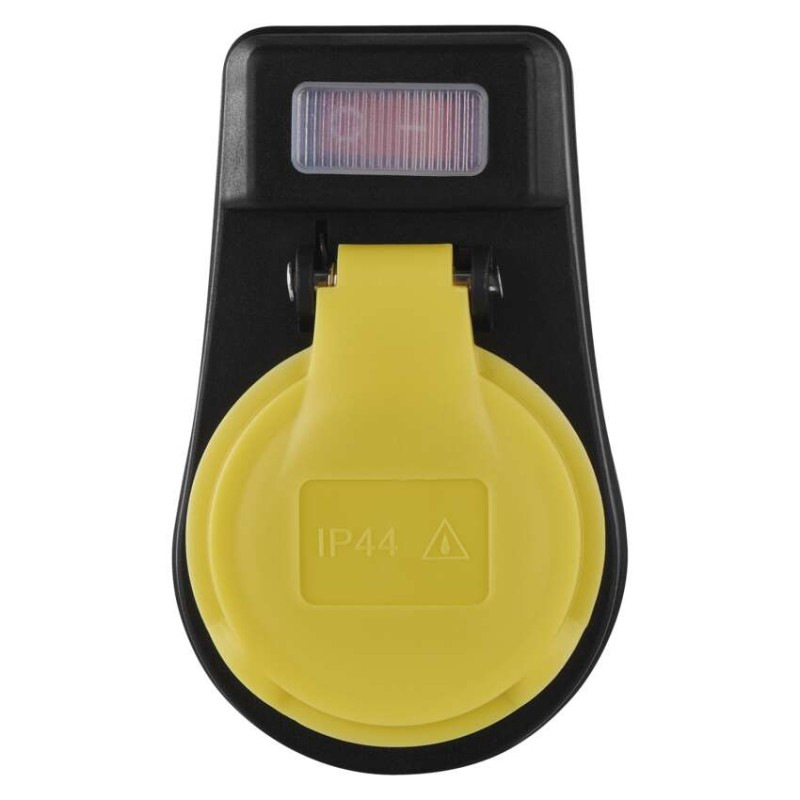 Zásuvka s vypínačom, IP44, čierna