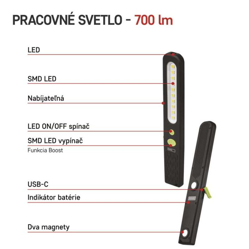 SMD LED + LED nabíj. svietidlo P4538, 700 lm, 1200 mAh 1