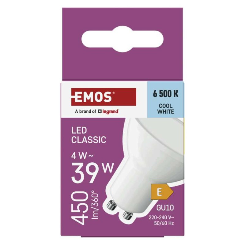 LED žiarovka Classic MR16 biela/ GU10 / 4 W (39 W) / 450 lm / Studená biela 7