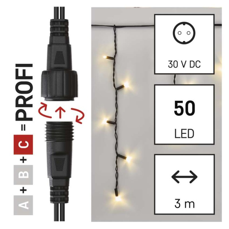 Profi LED spojovacia reťaz čierna – cencúle, 3 m, vonkajšia, teplá biela 1