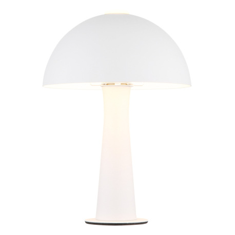 Stolná lampa z matného bieleho kovu, kábel z čierneho PVC, kolískový vypínač na kábli, ø: 200 mm, V: 4