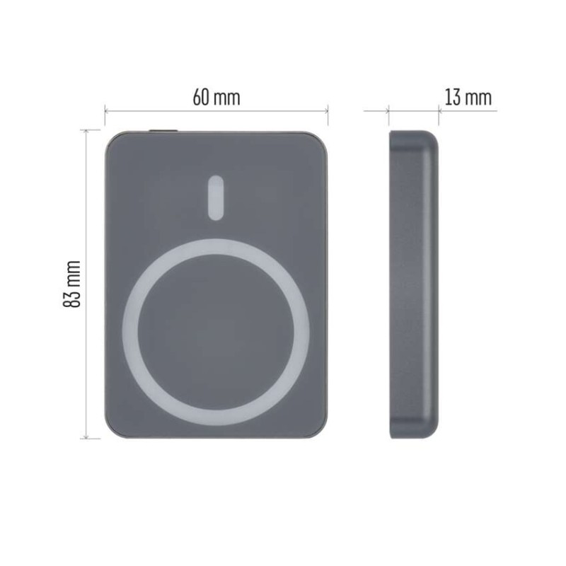 Power bank EMOS WI 522, 5 000 mAh, 20 W+Wireless, šedá 1