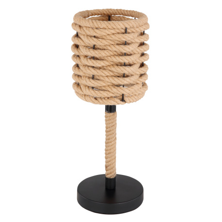 Stolová lampa, kov čierny, konopné lano, vypínač, Ø165, V:450, bez žiarovky 1xE27, max. 40W 230V 11