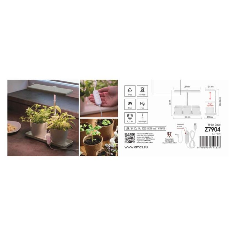 LED GROW pestovateľská lampa 7 W, časovač, stmievateľná lampa, biela 14