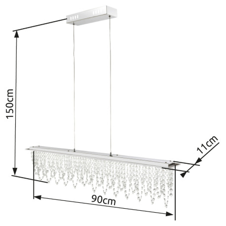 Závesné svietidlo, chróm, K5 kryštály priehľadné, stmievateľné, zmena farby svetla 3000-4500-6000K, 16