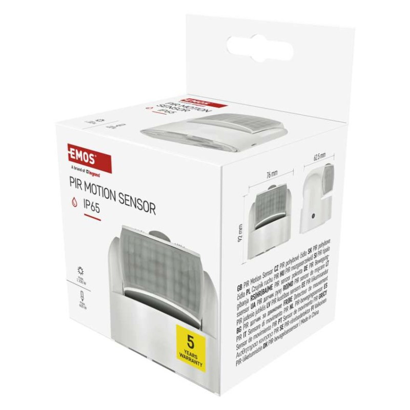 PIR senzor (pohybové čidlo) IP65 1200W, biela 9