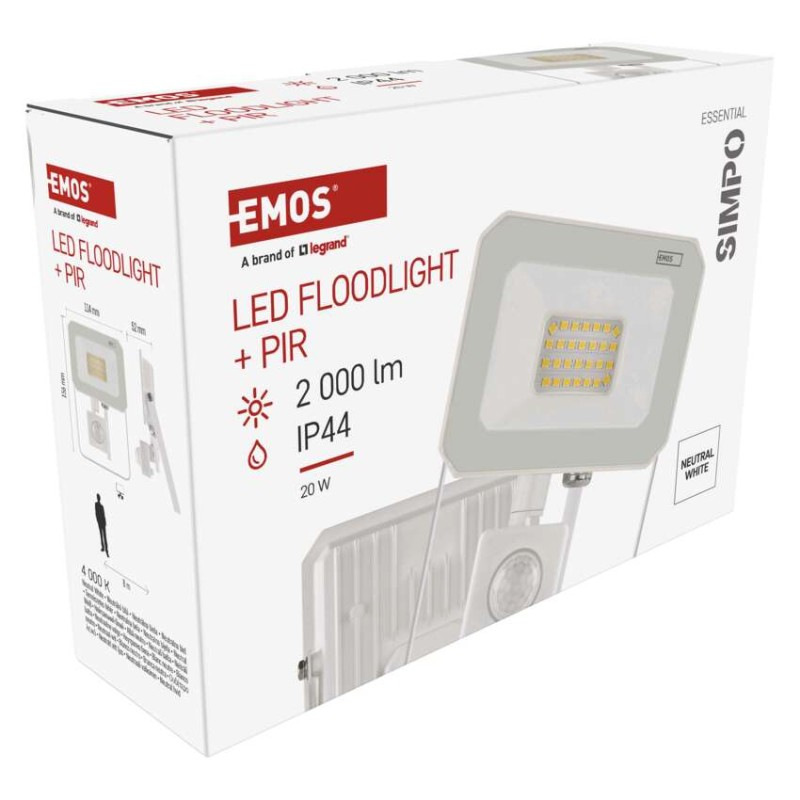 LED reflektor SIMPO, 20W, PIR, neutrálna biela 8