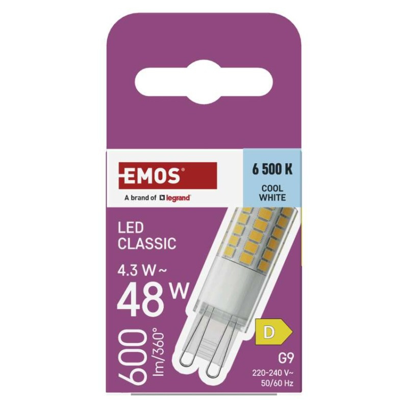 LED žiarovka Classic JC / G9 / 4,3 W (48 W) / 600 lm / Studená biela 5