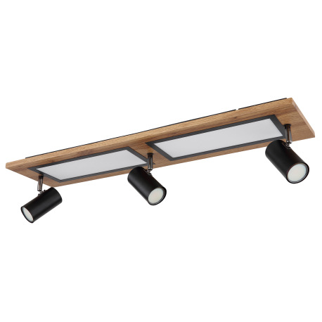 Stropné svietidlo kov čierny, MDF, imitácia tmavého dreva, plast biely, prepínanie funkcií nástenným 14