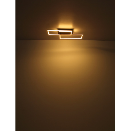 Stropné svietidlo, kov/hliník čierny matný, MDF so vzhľadom dreva, plast opál, niekoľko úrovní cez n 8