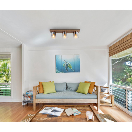 Stropné svietidlo, MDF, vzhľad tmavého dreva, dymové farebné sklo, číry gradient, DxŠxV: 710x160x180 1