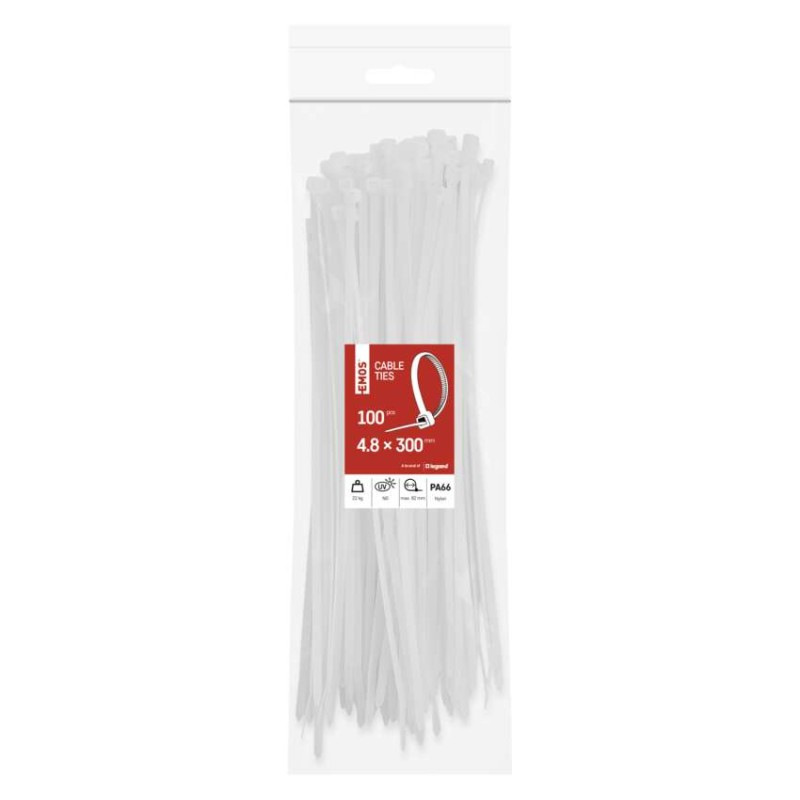 Sťahovacia páska 300×4,8, biela, 100 ks 1