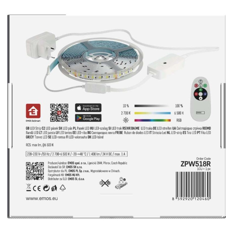 GoSmart LED pásik WiFi 5m, 22W, 1400lm, RGB/CCT 8