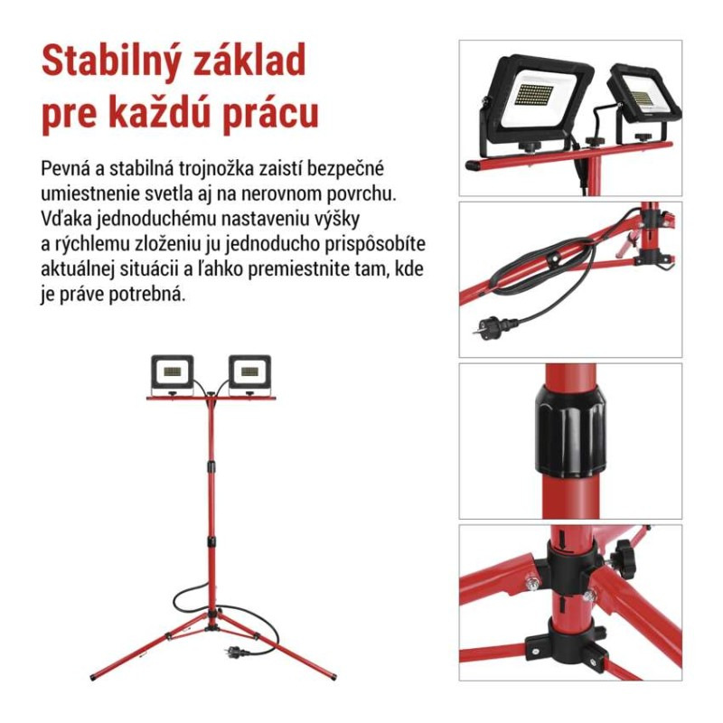 LED reflektor ELION, 2×30W + trojnožka, neutrálna biela 7