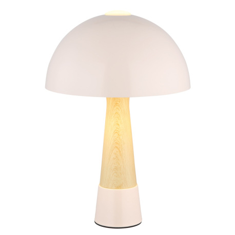 Stolná lampa, kov, farba šampanského matná, kov imitácia dreva, kábel PVC čierny, kolískový vypínač