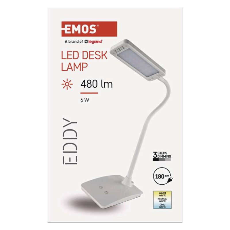 LED stolná lampa Eddy, biela 6