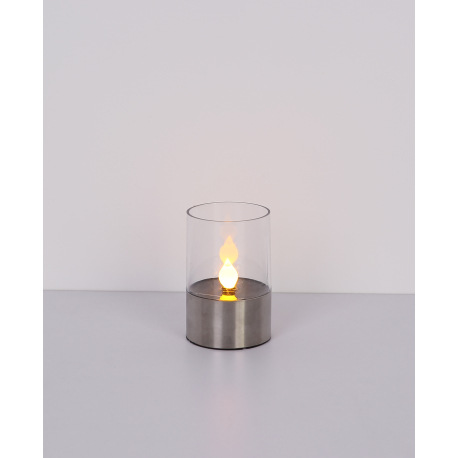 Solárne svietidlo, nerez, plast priehľadný, imitácia blikajúcej sviečky, IP44, vypínač, akumulátor A 6