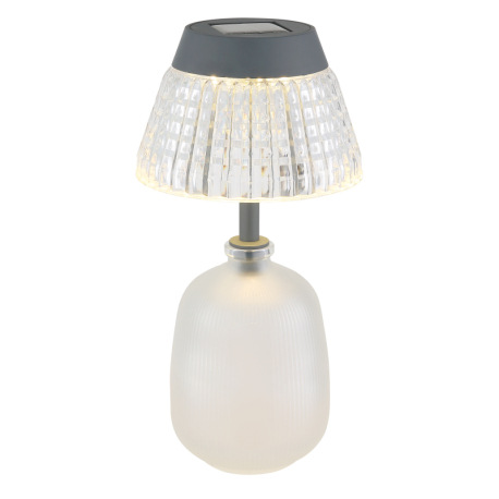 Solárne svietidlo, satinované sklo, antracitový plast, priehľadný akryl, posuvný spínač, batéria AAA 7