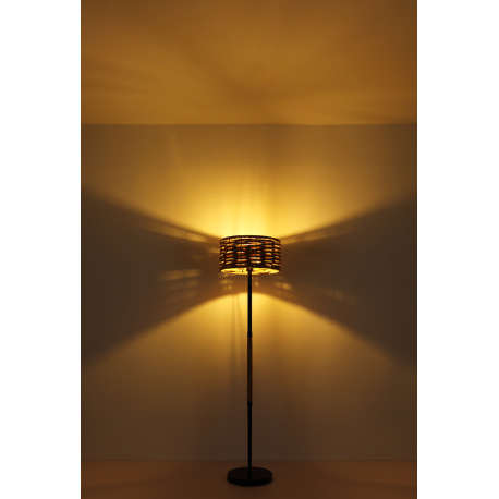 Stolová lampa, kov čierny, konopné lano, vypínač, Ø165, V:450, bez žiarovky 1xE27, max. 40W 230V 15