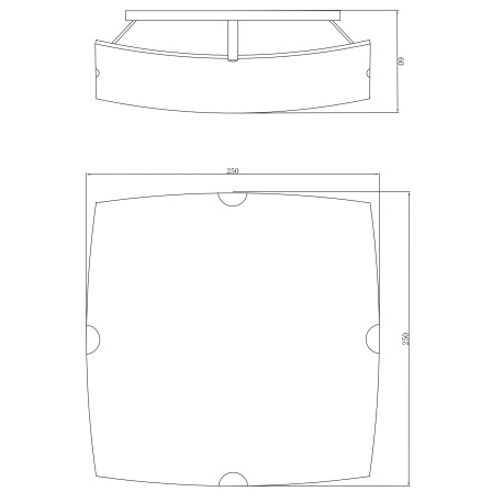 Stropné svietidlo, kov biely, chróm, satinované sklo, ozdobné linky, DxŠxV: 250x250x60, bez žiarovky 9