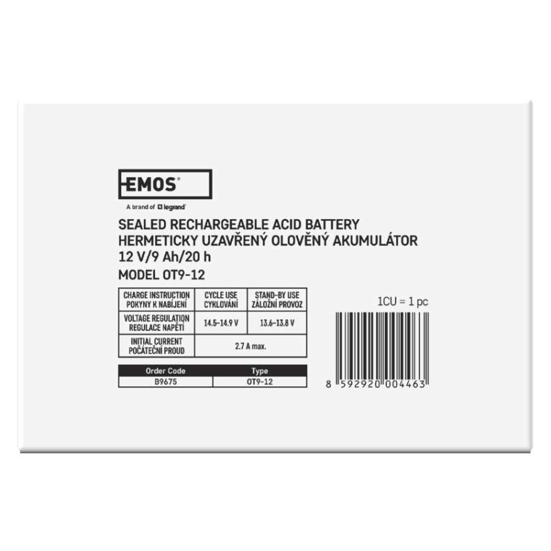 Bezúdržbový olovený akumulátor 12 V/9 Ah, faston 6,3 mm 5