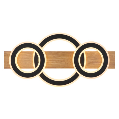 Stropné svietidlo, tmavý plast s imitáciou dreva, matný čierny kov, akryl biely, DxŠxV: 730x350x70mm 11