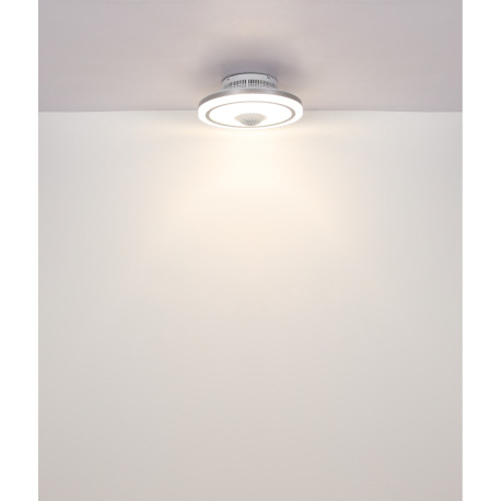 Stropný ventilátor, kov biely, hliník, plast biely, stmievateľný, niekoľko úrovní pomocou nástenného 10