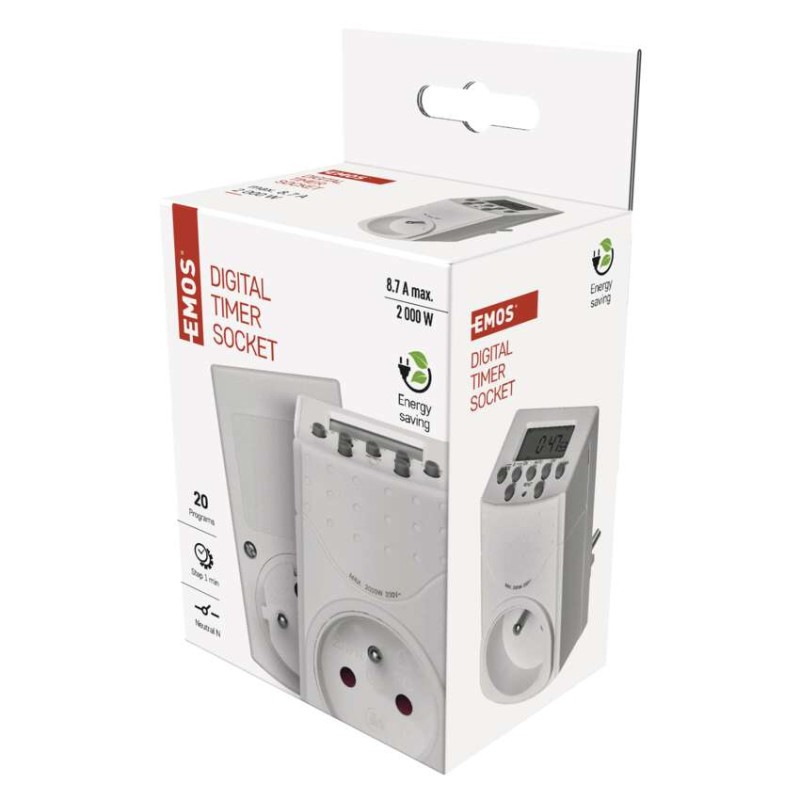 Časovač – digitálna spínacia zásuvka IP20 1