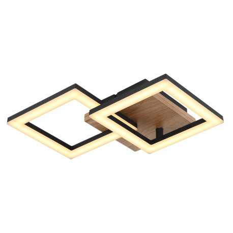 Stropné svietidlo, kov čierny, drevo tmavohnedé, plast biely, DxŠxV:460x225x70mm, vrátane LED 18W 23 6
