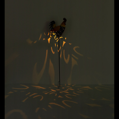 Solárne svietidlo, kov hnedý, čierny, žltý, oranžový, vypínač, batéria AAA 300mAh 1,2V, IP44, kohúti 10