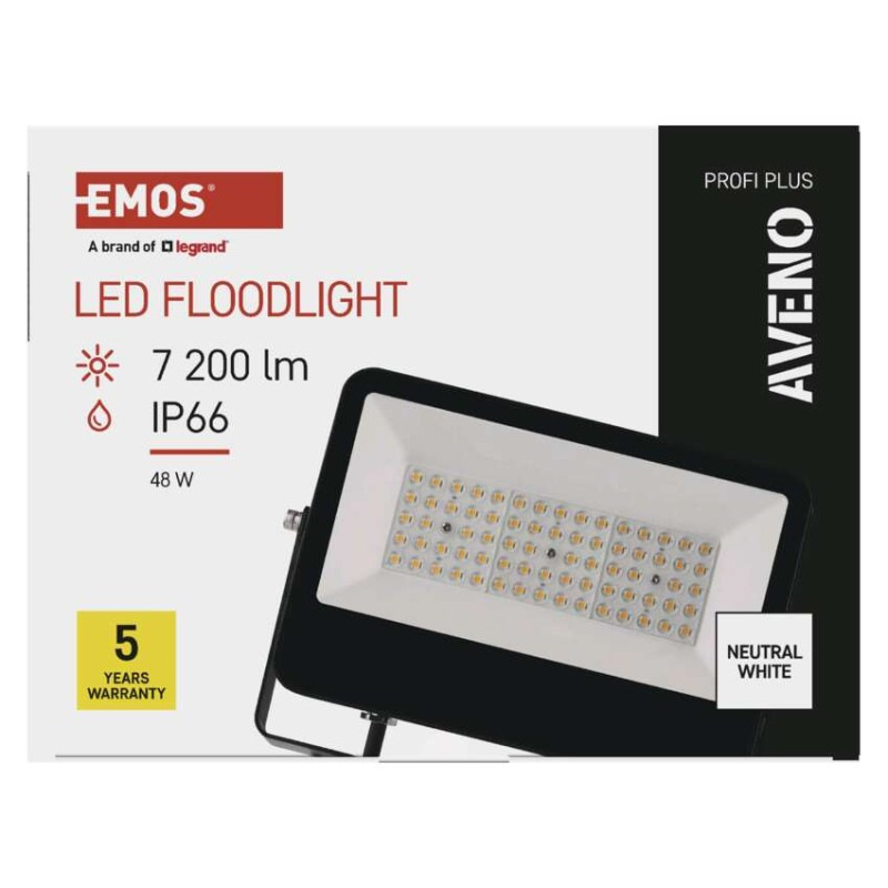 LED reflektor AVENO čierny, 48W neutrálna biela 7