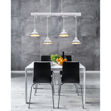 Závesné svietidlo, kov biely a čierny, drevo biele, keramika biela a čierna, DxŠxV: 850x170x1200, be 1