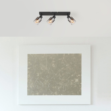 Stropné svietidlo, kov čierny matný, dymové sklo s prechodom do priehľadného skla, DxŠxV: 410x70x140 1