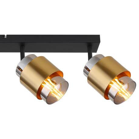 Bodové svietidlo kov čierny matný, sklo dymové, mosadzný krúžok, DxŠxV: 650x100x125mm, bez žiaroviek 14